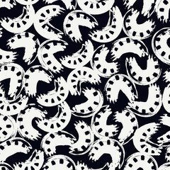 Brushstrokes motif geometric print. Paint brush curve smears seamless pattern. Freehand grunge design background. Trendy handdrawn modern geo ornament