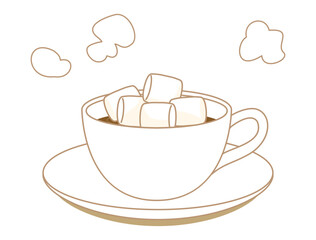 マシュマロコーヒやマシュマロティーをイメージしたイラスト