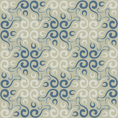 Seamless tile pattern in traditional style. Simple abstract spiral shapes. Flat vector graphics.