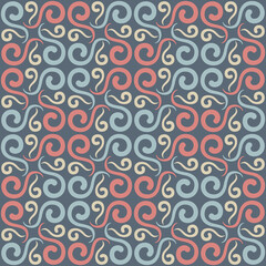 Seamless tile pattern in traditional style. Simple abstract spiral shapes. Flat vector graphics.