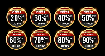 Black Friday Offer Discount Set Vector Banner