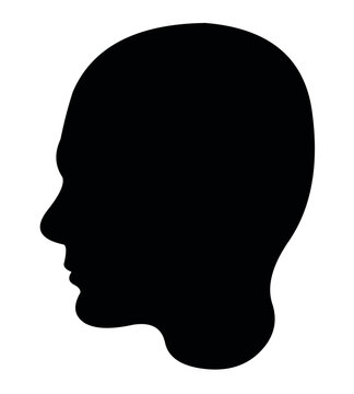 Vector illustration of black color silhouette of a person head profile