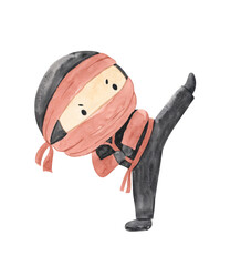 Watercolor ninja illustration for kids © Olga Listopad