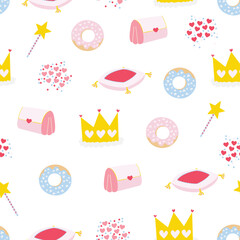 seamless pattern princess themed for kid birthday invitation 