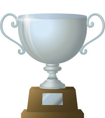 銀色に輝くトロフィーのイラスト