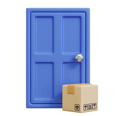Door Package Delivery 3D Illustration