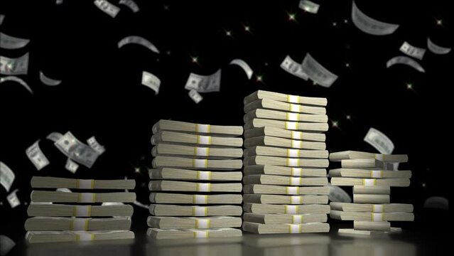 stack of money growth chart animation