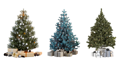 christmas tree with gifts and decorations