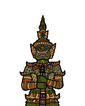 Thai Yaksha or Yaksa is a demon giant and a guardian of the gates at Wat Phra Kaew, a Buddhist temple in Bangkok, Thailand.