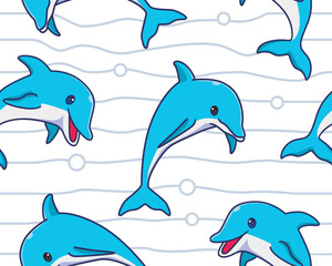 Obraz na płótnie Canvas seamless pattern dolphin illustration background