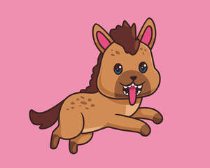hyena running cartoon illustration cute