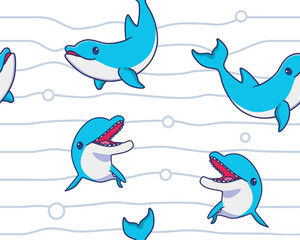 seamless pattern dolphin illustration background