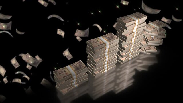 stack of money growth chart animation