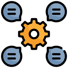 management system gear workflow business process icon filled outline