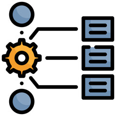 system management gear workflow business strategy icon filled outline