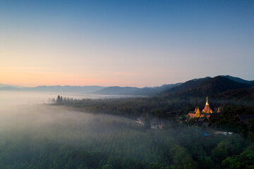 Sea of mist around Wat Phra That Doi Phra Chan.