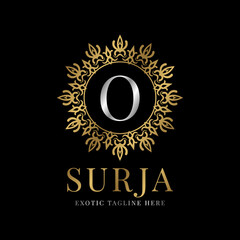 letter O vintage crest mandala vector logo design element