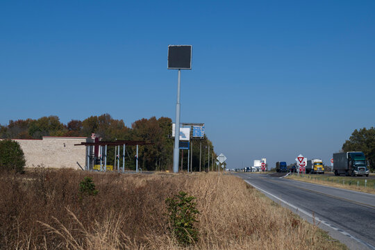 A Closed Gas Station Along A Highway