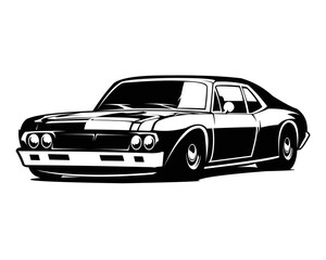 Obraz premium classic muscle car view from the front. best isolated vector illustration for badge, emblem, icon.