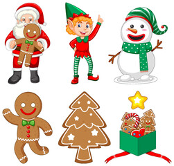 Set of Christmas elements and objects