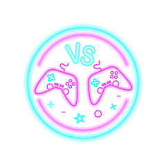 Versus games  neon light illustration on transparent background 