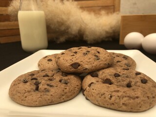 Artisan cookies with chocolate chips and toppings