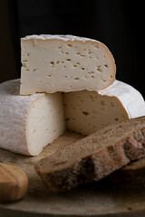 Farm french cheese Saint Paulin. French dessert cheese