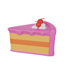3d rendering of slice cake fast food icon