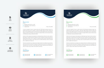 corporate modern letterhead design template with yellow, blue, green and red color. creative modern letter head design template for your project.