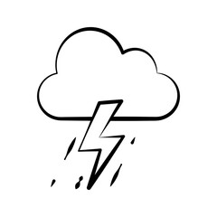 drizzle weather icon with lightning flat illustration weather vector icon suitable for web and apps