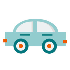 A small toy car. Simple color vector illustration. Decoration for children