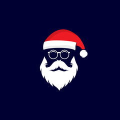 simple logo santa claus wearing glasses logo vector icon illustration