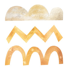 Watercolor abstract design elements in boho style