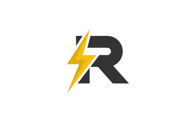 R logo energy vector for identity company. initial letter volt template vector illustration for your brand.