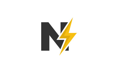 N logo energy vector for identity company. initial letter volt template vector illustration for your brand.