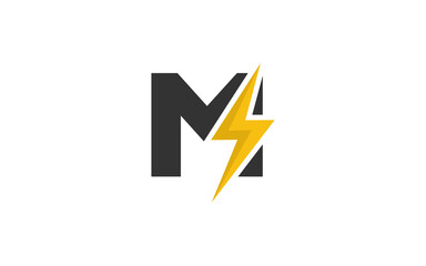 M logo energy vector for identity company. initial letter volt template vector illustration for your brand.