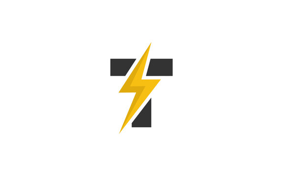 T logo energy vector for identity company. initial letter volt template vector illustration for your brand.