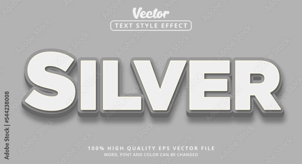Poster editable text effects, silver text with modern style and shiny gray color