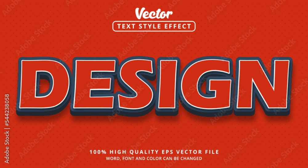 Poster editable text effect, design text with modern style with color white blue and red