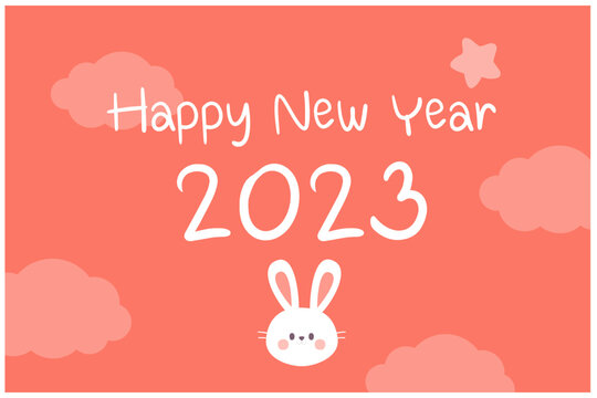 Happy New Year 2023 and Holidays celebration rabbit year vector illustration