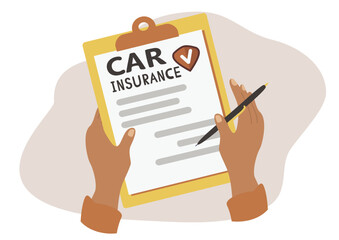 vector illustration on the theme of car insurance. Insurance policy blank