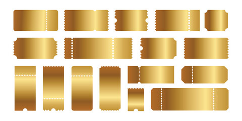 Collection of golden ticket templates of different forms