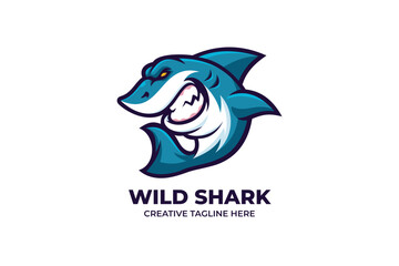 Wild Angry Shark Mascot Logo Character