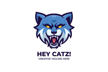 Wild Angry Cat Mascot Logo Character