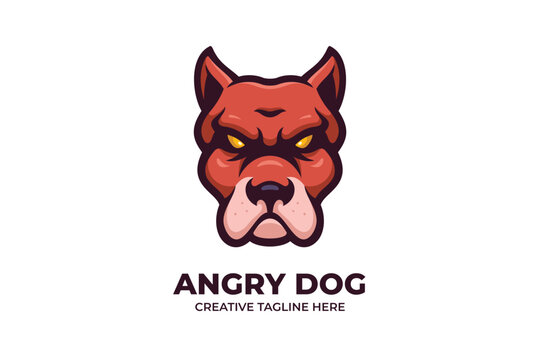 Angry Dog Head Mascot Logo Character