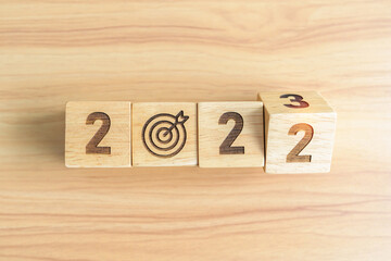 2022 change to 2023 Year block with dartboard icon. Goal, Target, Resolution, strategy, plan,...