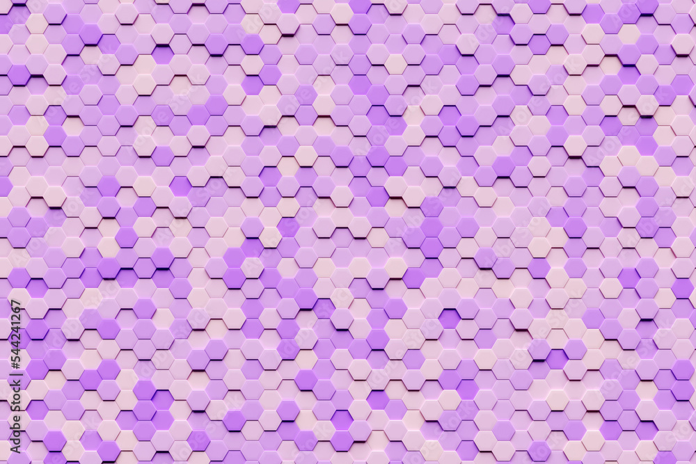 Poster 3d illustration of a pattern of simple geometric hexagonal shapes, mosaic background. bee honeycomb 