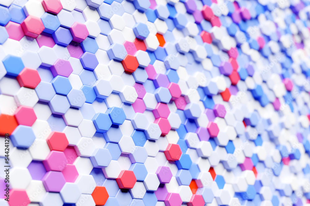 Aufkleber 3d illustration honeycomb mosaic. realistic texture of geometric grid cells. abstract white vector w