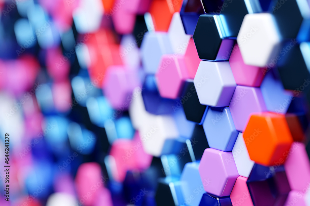 Aufkleber 3d illustration of a pattern of simple geometric hexagonal shapes, mosaic background. bee honeycomb 