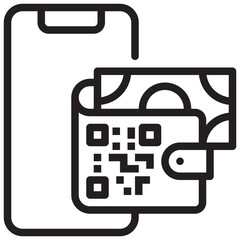 digital wallet mobile qr scan simple line icon